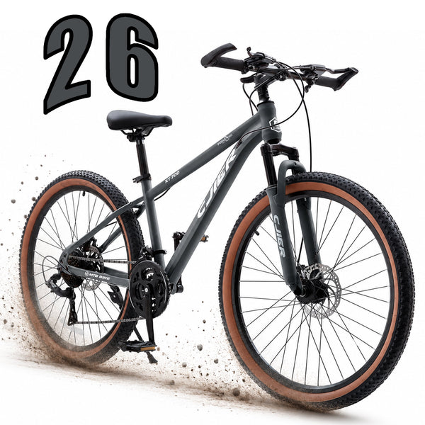 ICEELF 26 Inch Mountain Bike, 21-Speed MTB Bicycle, Teens & Adults, Carbon Steel Frame, Suspension Fork, Dual Disc Brakes, Gray