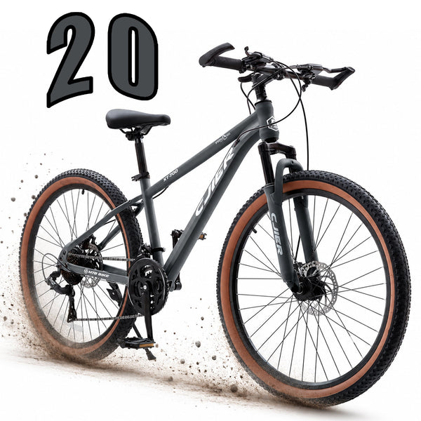 ICEELF 20 Inch Mountain Bike, 21-Speed MTB Bicycle, Teens & Adults, Carbon Steel Frame, Suspension Fork, Dual Disc Brakes, Gray