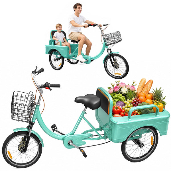 ICEELF 20 Inch Adult Tricycle, 3-Wheel Cruiser Bike for Women, Men & Seniors, Passenger and Cargo Trike with Front Basket