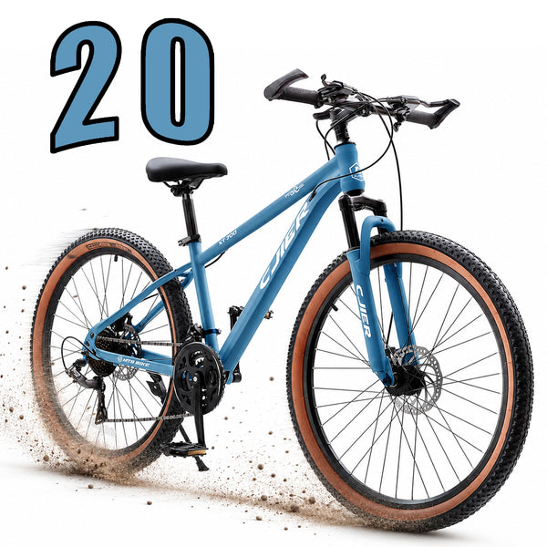 ICEELF 20 Inch Mountain Bike, 21-Speed MTB Bicycle, Teens & Adults, Carbon Steel Frame, Suspension Fork, Dual Disc Brakes, Blue