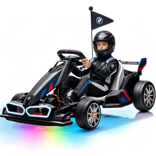 ICEELF 36V Electric Go Kart for Kids, Dual-Motor Drift Kart with Adjustable Seat, 2-Speed Modes, LED Light Strip & Drift Tires, Safe Sturdy Ride