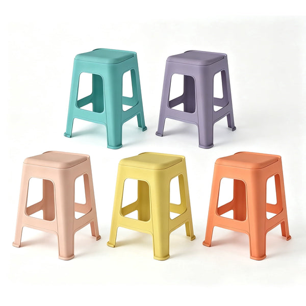 ICEELF 5 Pack Stackable Classroom Stools, 18.8" Colorful Nesting Plastic Stools, Portable Backless Seating for Classroom, School, Office & Home