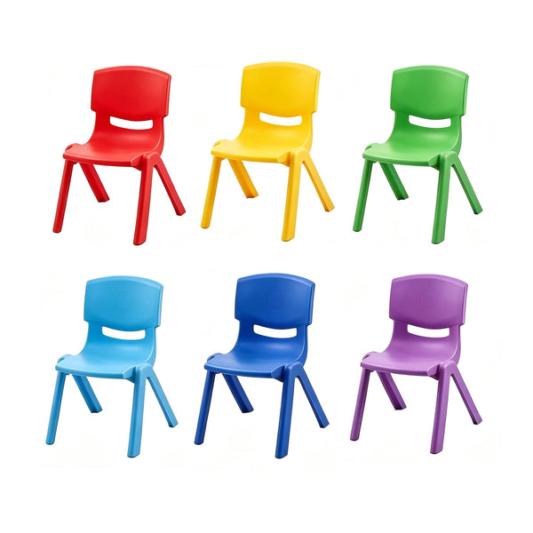 ICEELF 6-Piece Stackable Kids School Chairs, Plastic Toddler Chairs with 11'' Seat, Flexible Classroom Seating for School, Daycare, Dark Colors