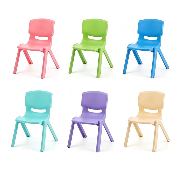 ICEELF 6-Piece Stackable Kids School Chairs, Plastic Toddler Chairs with 11'' Seat, Flexible Classroom Seating for School, Daycare, Light Colors