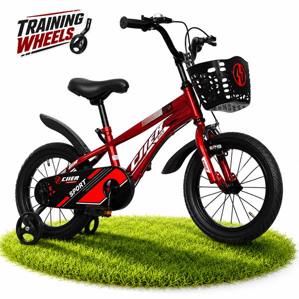 ICEELF 14 inch Kids Bike, Carbon Steel Frame, Dual Brakes, Adjustable Seat,Training Wheels for Boys Girls Ages 3-12