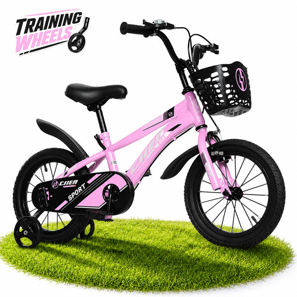ICEELF 16 inch Kids Bike, Carbon Steel Frame, Dual Brakes, Adjustable Seat,Training Wheels for Boys Girls Ages 3-12