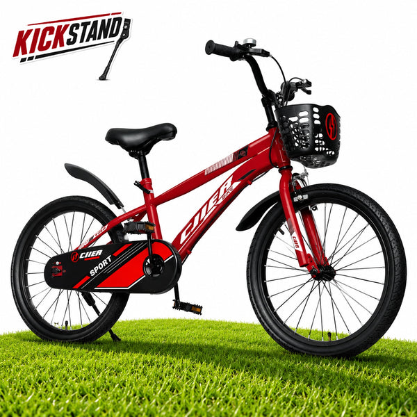 ICEELF 20 inch Kids Bike, Carbon Steel Frame, Dual Brakes, Adjustable Seat, Kickstand for Boys Girls Ages 3-12