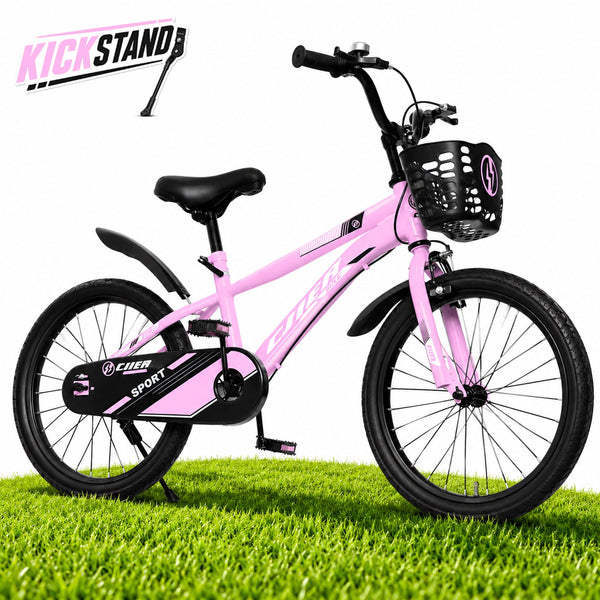 ICEELF 20 inch Kids Bike, Carbon Steel Frame, Dual Brakes, Adjustable Seat,Kickstand for Boys Girls Ages 3-12