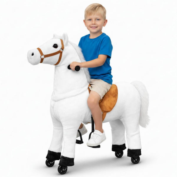 ICEELF Ride on Horse for Kids & Adults, 42.5" Mechanical Walking Horse Toy, Plush Riding Animal with No Battery or Electricity, Indoor Outdoor Riding Toy, Max Load 187 LBS