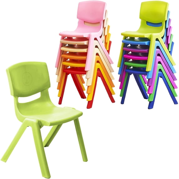 Pipleo 12Pcs Stackable School Chairs, Colorful Kids Plastic Chair for Toddlers with 12'' Seat, Kids Flexible Seating for Classroom Elementary, School, Daycare, Outdoor, Classroom，Back to School