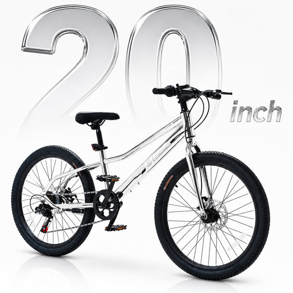 ICEELF 20 inch Kids Mountain Bike, 7-Speed Bicycle for Boys & Girls Ages 6-11, Carbon Steel Frame, Dual Disc Brakes, Multi Color