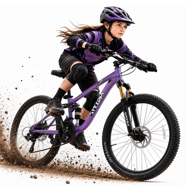 ICEELF 24 inch Kids Mountain Bike, 21-Speed MTB Bicycle for Boys & Girls Ages 8 9 10 11 12 , Lockable Suspension, Dual Disc Brakes, Multiple Colors