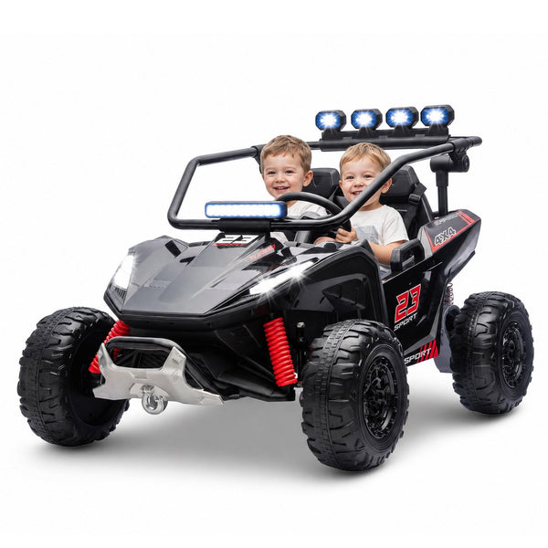 ICEELF 24V 2-Seater Kids UTV, Ride-On Car with 4 x 200W Motors, 3-6 MPH, Music Function, 4 Spring Suspension, 20'' Seat for Kids Ages 3-8, Black