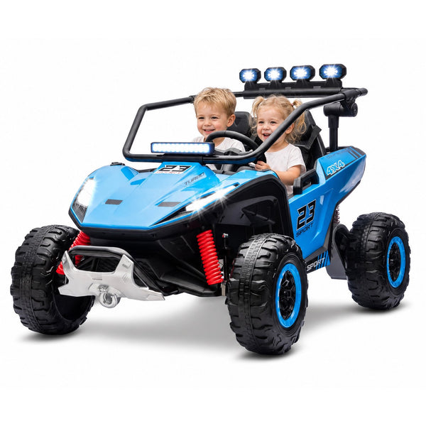 ICEELF 24V 2-Seater Kids UTV, Ride-On Car with 4 x 200W Motors, 3-6 MPH, Music Function, 4 Spring Suspension, 20'' Seat for Kids Ages 3-8, Blue