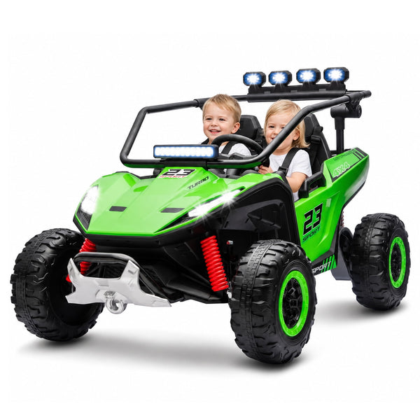 ICEELF 24V 2-Seater Kids UTV, Ride-On Car with 4 x 200W Motors, 3-6 MPH, Music Function, 4 Spring Suspension, 20'' Seat for Kids Ages 3-8, Green