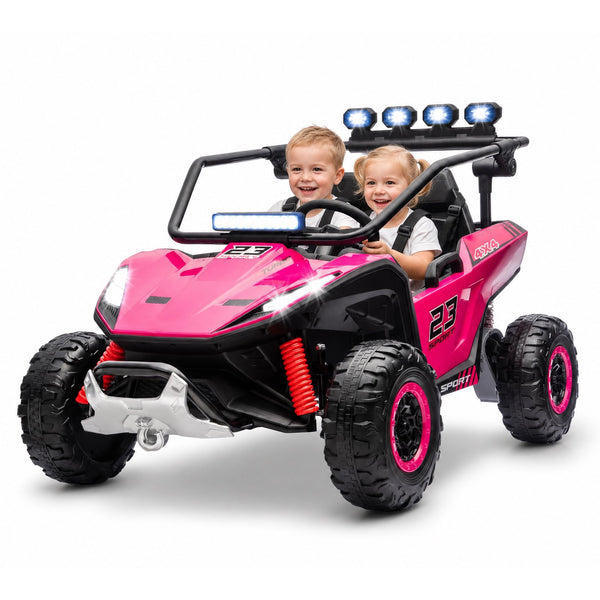 ICEELF 24V 2-Seater Kids UTV, Ride-On Car with 4 x 200W Motors, 3-6 MPH, Music Function, 4 Spring Suspension, 20'' Seat for Kids Ages 3-8, Pink