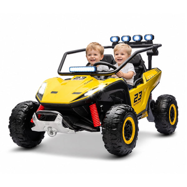 ICEELF 24V 2-Seater Kids UTV, Ride-On Car with 4 x 200W Motors, 3-6 MPH, Music Function, 4 Spring Suspension, 20'' Seat for Kids Ages 3-8, Yellow