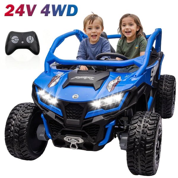 Pipleo XL 24V Ride on Toys for Big Kids, 10AH Battery, 4x75W Motor, 5MPH UTV Ride on Car for Ages 3-8, Parent Remote Control, Bluetooth Music, EVA Tires & 4 Spring Suspension