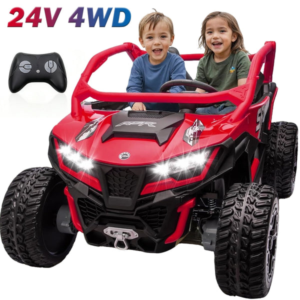 Pipleo XL 24V Ride on Toys for Big Kids, 10AH Battery, 4x75W Motor, 5MPH UTV Ride on Car for Ages 3-8, Parent Remote Control, Bluetooth Music, EVA Tires & 4 Spring Suspension