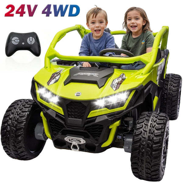 Pipleo XL 24V Ride on Toys for Big Kids, 10AH Battery, 4x75W Motor, 5MPH UTV Ride on Car for Ages 3-8, Parent Remote Control, Bluetooth Music, EVA Tires & 4 Spring Suspension