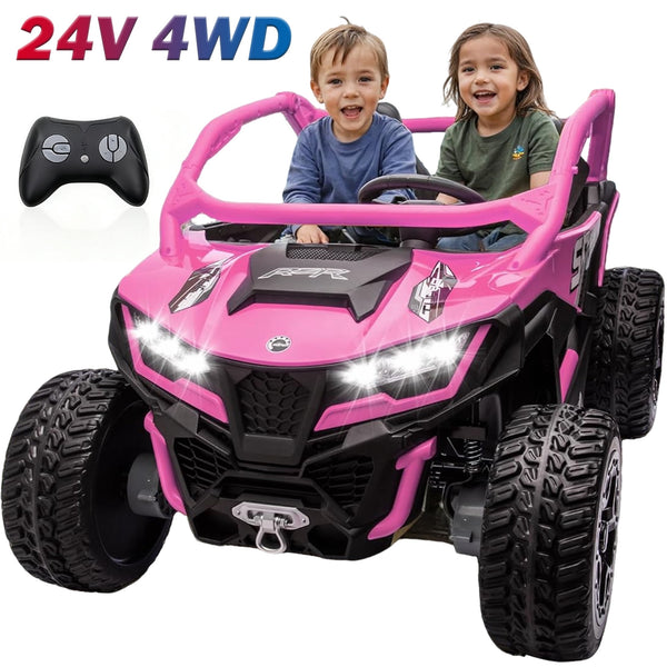 Pipleo XL 24V Ride on Toys for Big Kids, 10AH Battery, 4x75W Motor, 5MPH UTV Ride on Car for Ages 3-8, Parent Remote Control, Bluetooth Music, EVA Tires & 4 Spring Suspension
