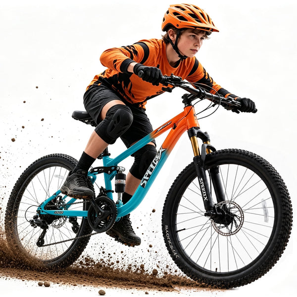 ICEELF 24 inch Kids Mountain Bike, 21-Speed MTB Bicycle for Boys & Girls Ages 8 9 10 11 12 , Lockable Suspension, Dual Disc Brakes, Multiple Colors