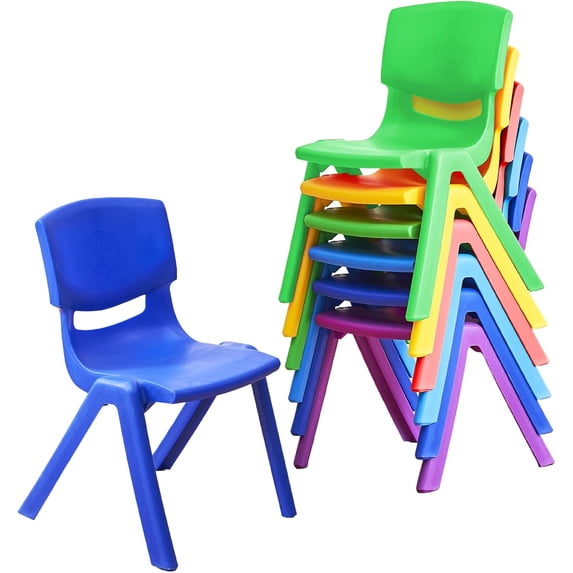 Pipleo 6Pcs Stackable School Chairs, Colorful Kids Plastic Chair for Toddlers with 12'' Seat, Kids Flexible Seating for Classroom Elementary, School, Daycare, Outdoor, Classroom，Back to School