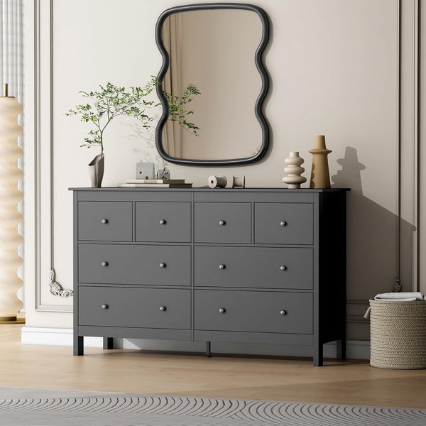 Pipleo 8-Drawer Balck Bedroom Dresser, 50-Inch