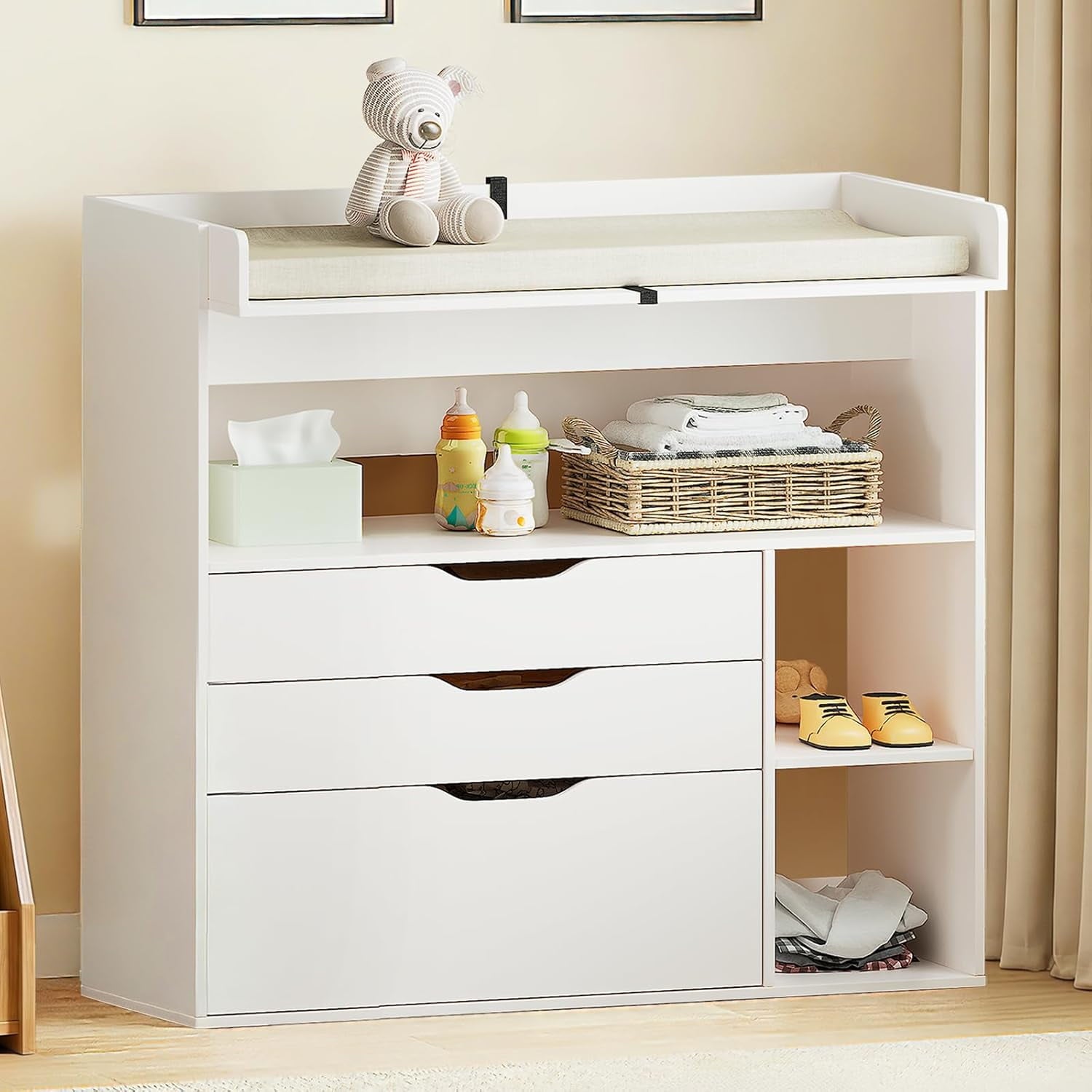 change table on top of dresser A Simple Hack to Use Your IKEA Dresser As a Changing Table (and Totally Reversible !)