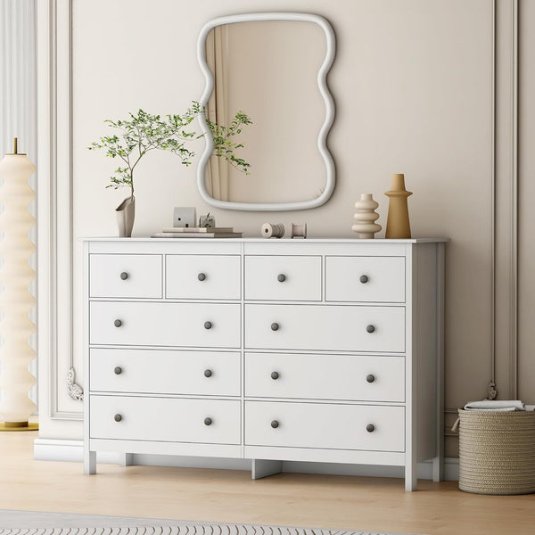 Pipleo 10-Drawer Balck Bedroom Dresser, 55-Inch