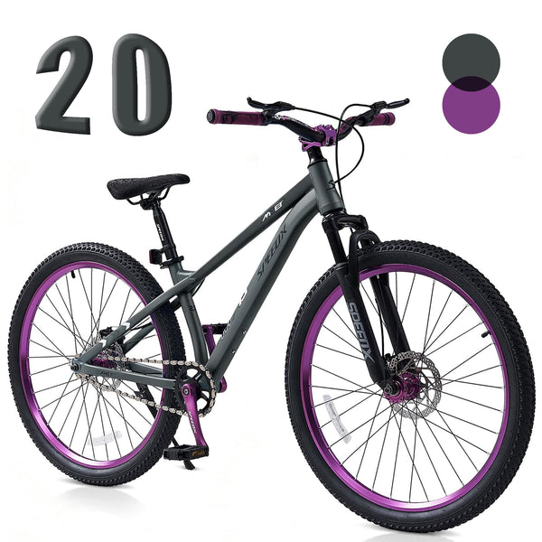 ICEELF Youth Mountain Bike, 20 24 26 Inch Kids Bike, 120-Sound Aluminum Wheel Hub, Front Suspension, Dual Disc Brakes