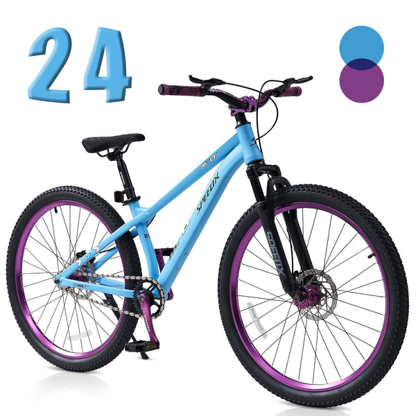 ICEELF Youth Mountain Bike, 20 24 26 Inch Kids Bike, 120-Sound Aluminum Wheel Hub, Front Suspension, Dual Disc Brakes