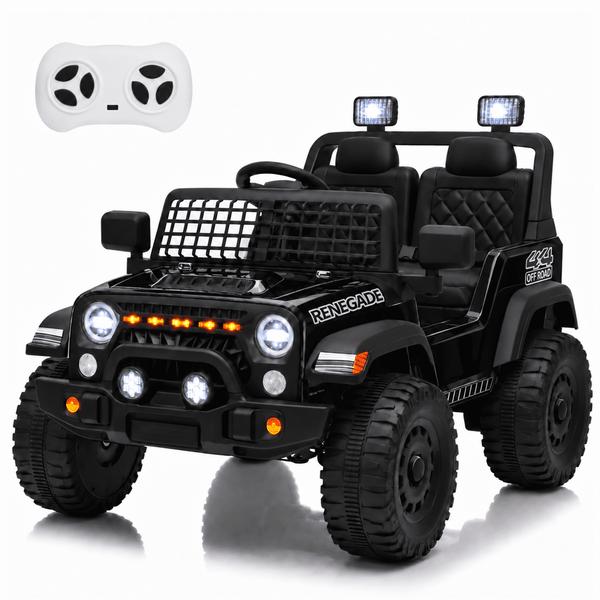 LINOR 12V Kids Ride On Car, Electric Toy Vehicle with Dual Motors, 3 Speed Modes, Remote Control, Bluetooth, USB, Music, LED Lights & Safety Belts, Ages 3+, Black