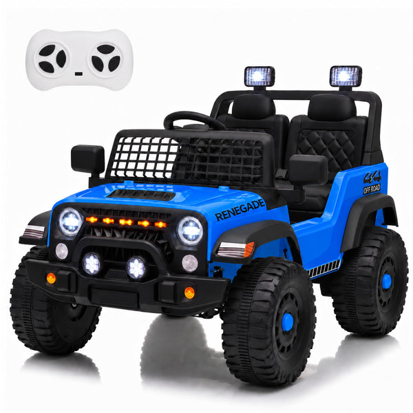 LINOR 12V Kids Ride On Car, Electric Toy Vehicle with Dual Motors, 3 Speed Modes, Remote Control, Bluetooth, USB, Music, LED Lights & Safety Belts, Ages 3+, Blue