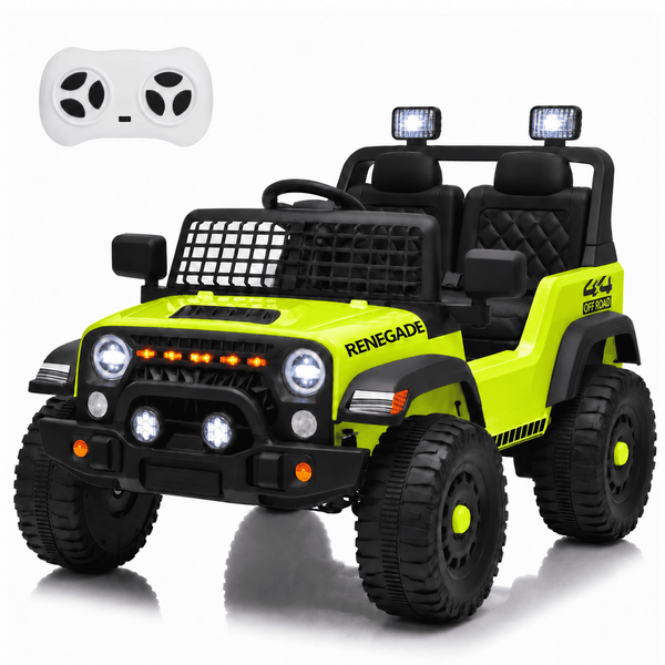 LINOR 12V Kids Ride On Car, Electric Toy Vehicle with Dual Motors, 3 Speed Modes, Remote Control, Bluetooth, USB, Music, LED Lights & Safety Belts, Ages 3+, Green