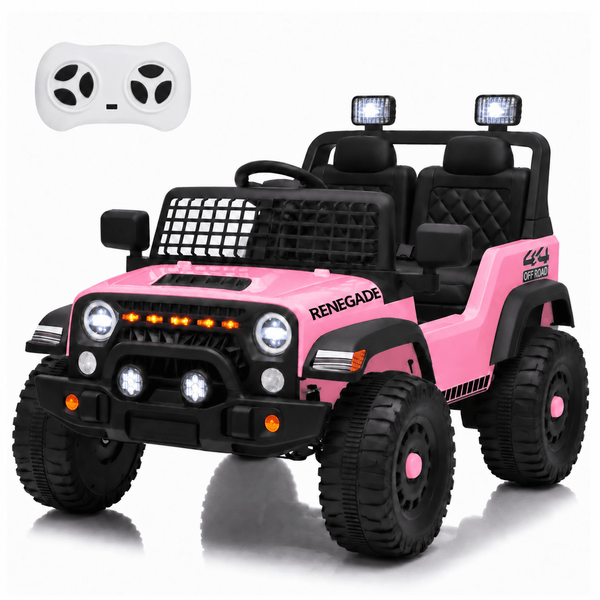 LINOR 12V Kids Ride On Car, Electric Toy Vehicle with Dual Motors, 3 Speed Modes, Remote Control, Bluetooth, USB, Music, LED Lights & Safety Belts, Ages 3+ Pink
