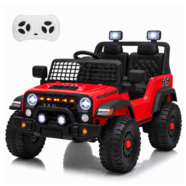 LINOR 12V Kids Ride On Car, Electric Toy Vehicle with Dual Motors, 3 Speed Modes, Remote Control, Bluetooth, USB, Music, LED Lights & Safety Belts, Ages 3+, Red