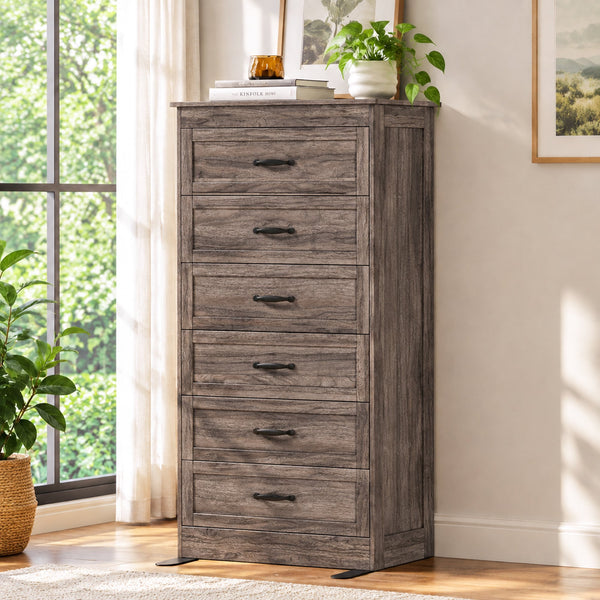 LINOR 6 Drawer Dresser for Bedroom, 55.12" Tall Wide Chest of Drawers, Extra Large Storage Organizer, Deep Drawers, Anti-Tip Design, Smooth Metal Slides
