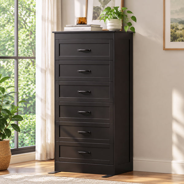 LINOR 6 Drawer Dresser for Bedroom, 55.12" Tall Wide Chest of Drawers, Extra Large Storage Organizer, Deep Drawers, Anti-Tip Design, Smooth Metal Slides
