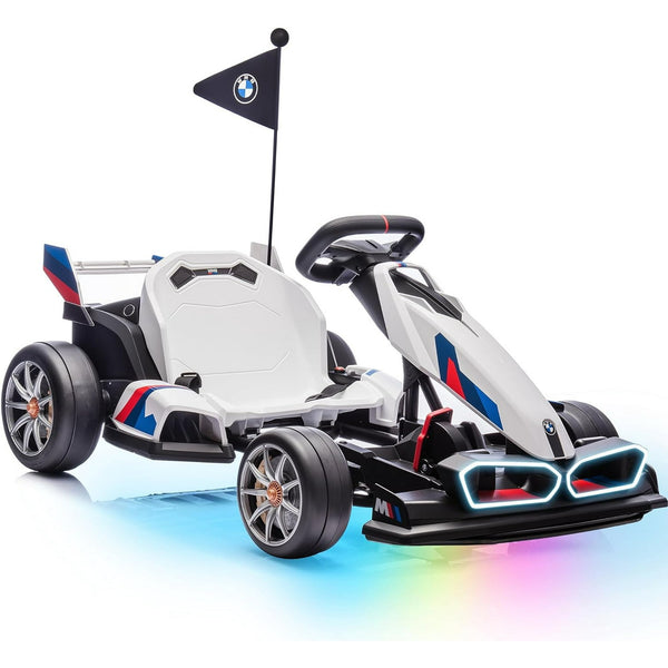 Licensed BMW Electric Go Kart for Kids 6-12, 36V 9AH Drift Kart, Dual 300W Motors, Adjustable Seat, Drift Mode, 2 Speed, LED Lights