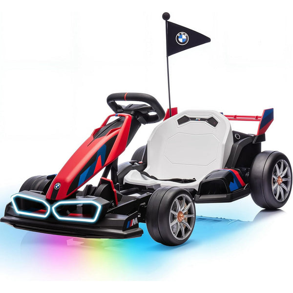 Licensed BMW Kids Electric Go Kart with Drift Mode, Dual 300W Motors, 36V Battery, Adjustable Seat & LED Lights, Akaber 2-Speed Drift Kart for Ages 6-12