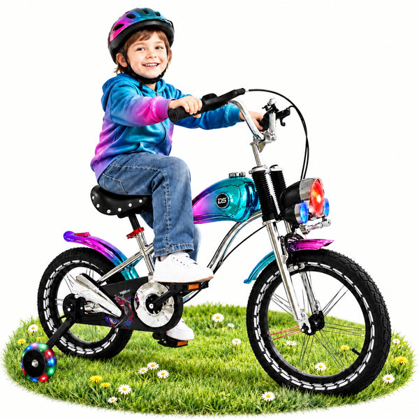 Linor 16 Inch Kids Bike for Boys and Girls Ages 4-6, Retro Style Bicycle with Front Light, Music Mode, Kickstand, Adjustable Seat, Dual Brakes