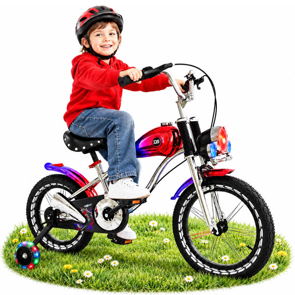 Linor 16 Inch Kids Bike for Boys and Girls Ages 4-6, Retro Style Bicycle with Front Light, Music Mode, Kickstand, Adjustable Seat, Dual Brakes