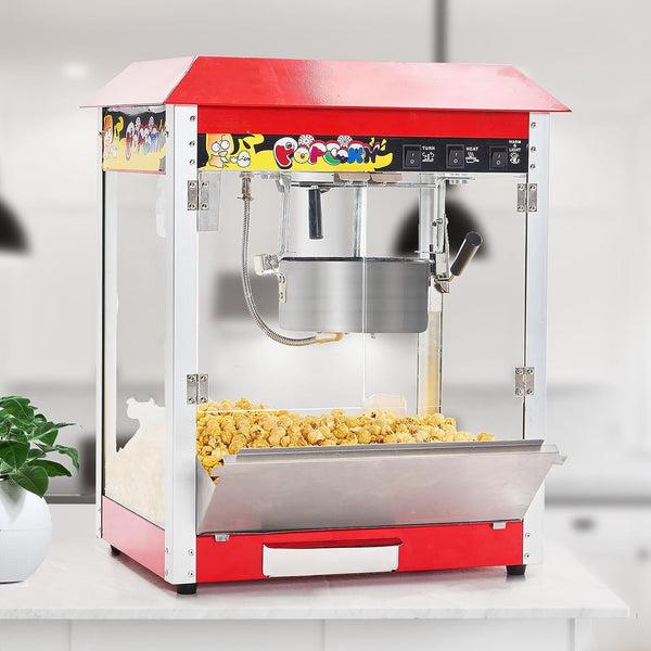 Linor 60-Cup Countertop Electric Popcorn Popper with 1300W Power, 10 Ounce Kettle, 60W Heating Tube