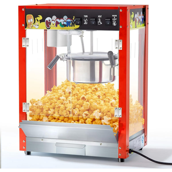 Pipleo 10 Oz Kettle Commercial Hot Air Popcorn Maker, 60-Cup Countertop Electric Popcorn Popper with 1300W Power, 60W Heating Tube