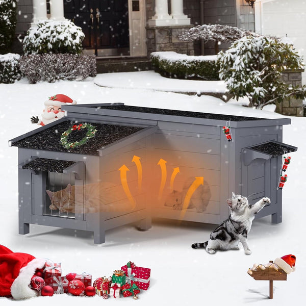 Linor Outdoor Cat House, Insulated Cat House with Insulated All-Round Foam, Corner Design Feral Cat House Shelter for Outdoor Cats, for Winter, Weatherproof, Insulated, Large Opening Roof