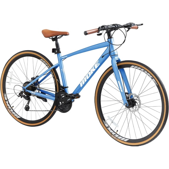 Mens Road Bike, NEORIVER 700C 24-Speed Hybrid Bike for Adults, Features Dual Disc Brakes, Trigger Shifting, Internal Wiring & Lightweight Frame for City Commuting