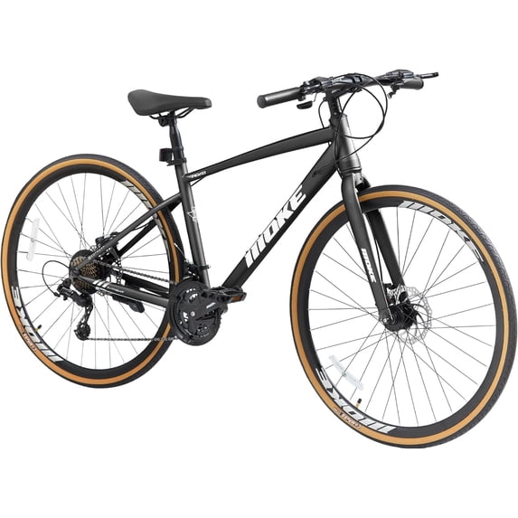 Mens Road Bike, NEORIVER 700C 24-Speed Hybrid Bike for Adults, Features Dual Disc Brakes, Trigger Shifting, Internal Wiring & Lightweight Frame for City Commuting
