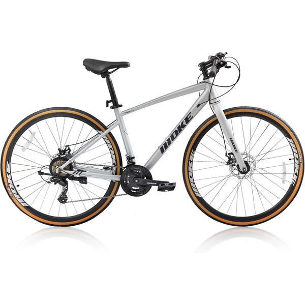Mens Road Bike, Pipleo 700C 24-Speed Hybrid Bike for Adults, Features Dual Disc Brakes, Trigger Shifting, Internal Wiring & Lightweight Frame for City Commuting