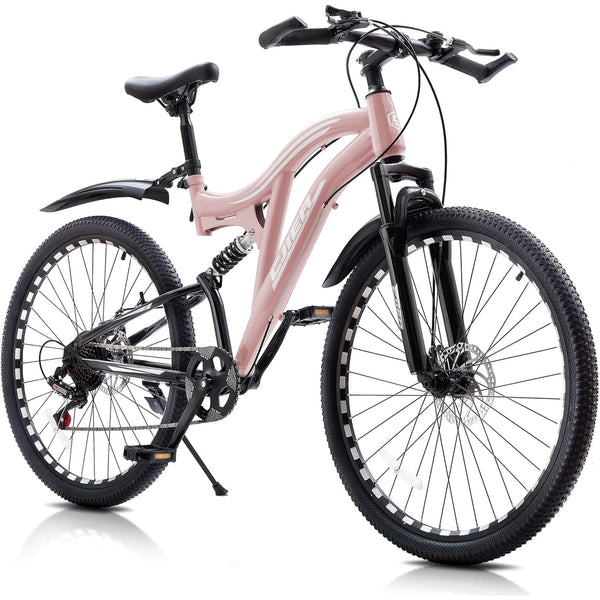 Akaber Mountain Bike for Boys, 20" Kids Bicycles Full Dual Suspension MTB Bicycle, 7-Speed High-Carbon Steel Frame, Double Disc Brake